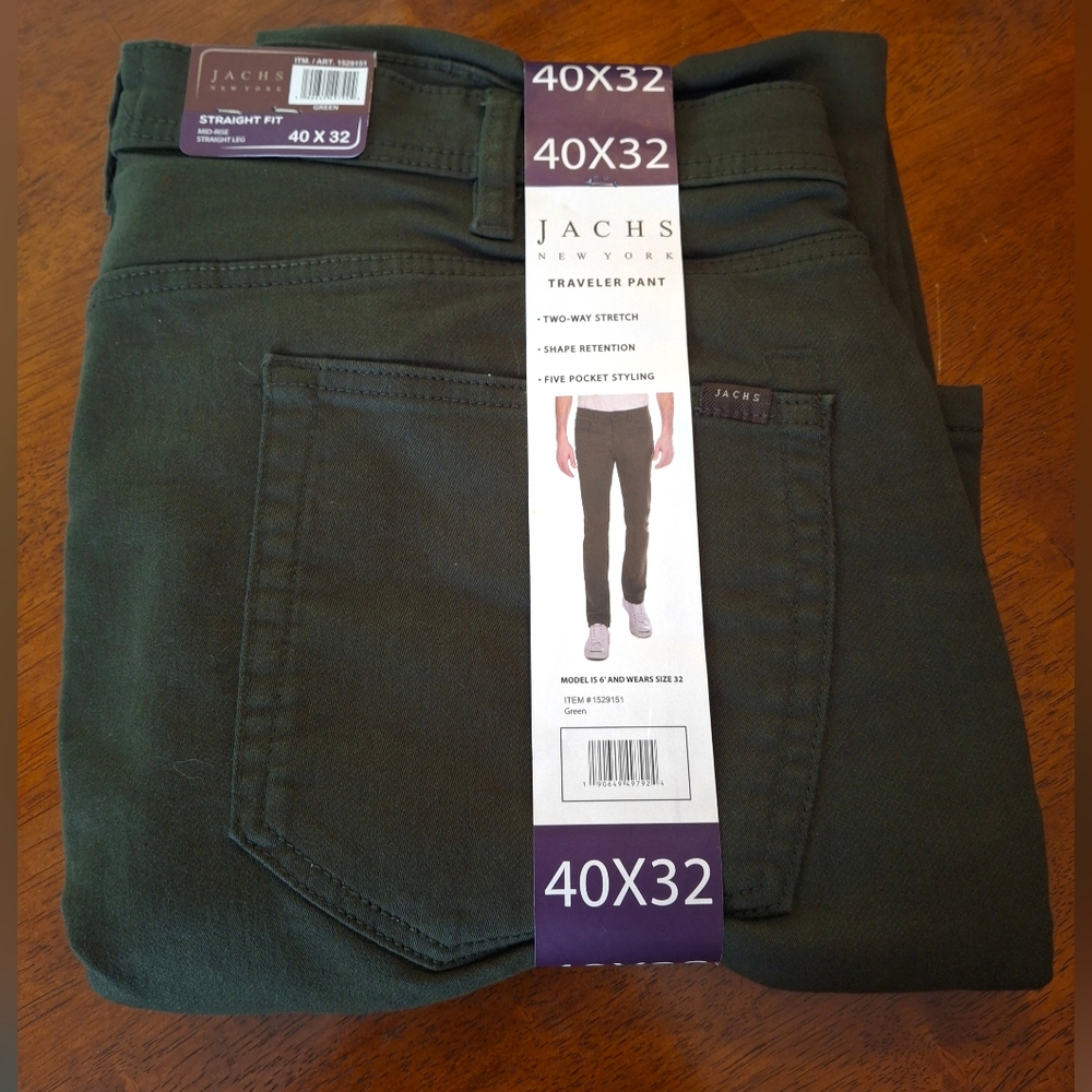 JACHS New York Traveler Pants, 40x32 Dark Green NWT 2 Available